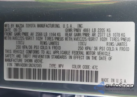 2025 Mazda Cx-50 2.5 S Preferred Package z USA, uszkodzony, nr VIN 7MMVABBM1SN392085